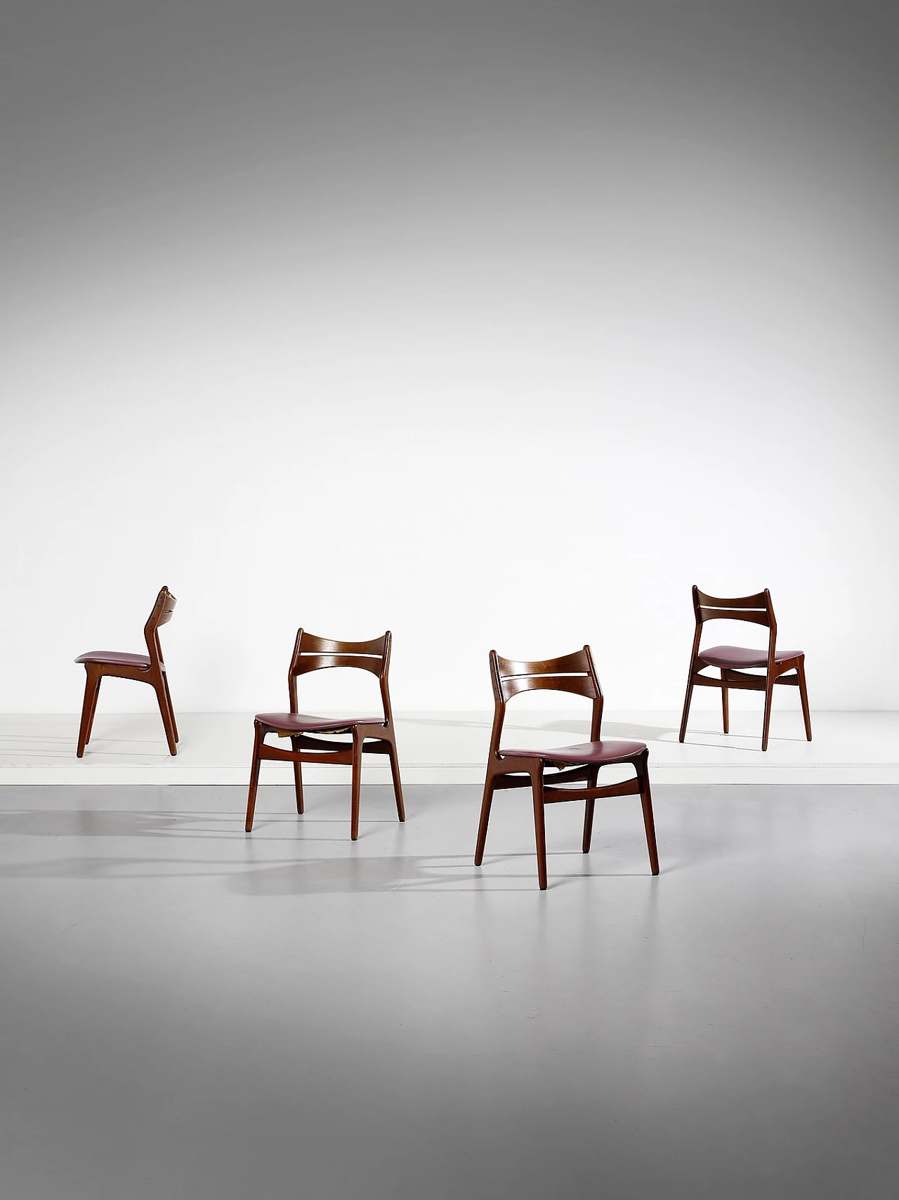 4 Chairs 310 in teak and leatherette by Erik Buch, 1960s 1