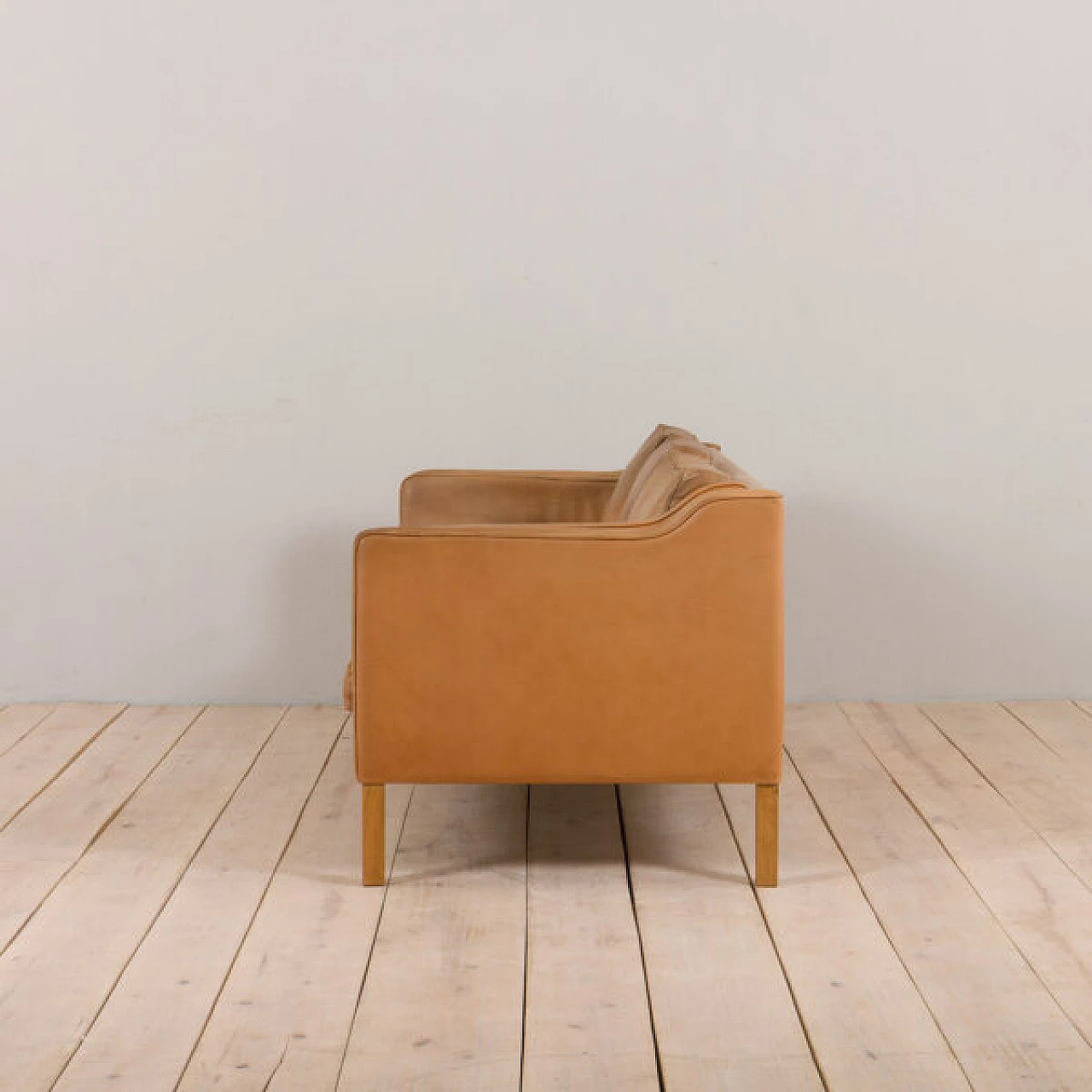 Brown aniline leather three-seater sofa by Mogens Hansen, 1970s 4