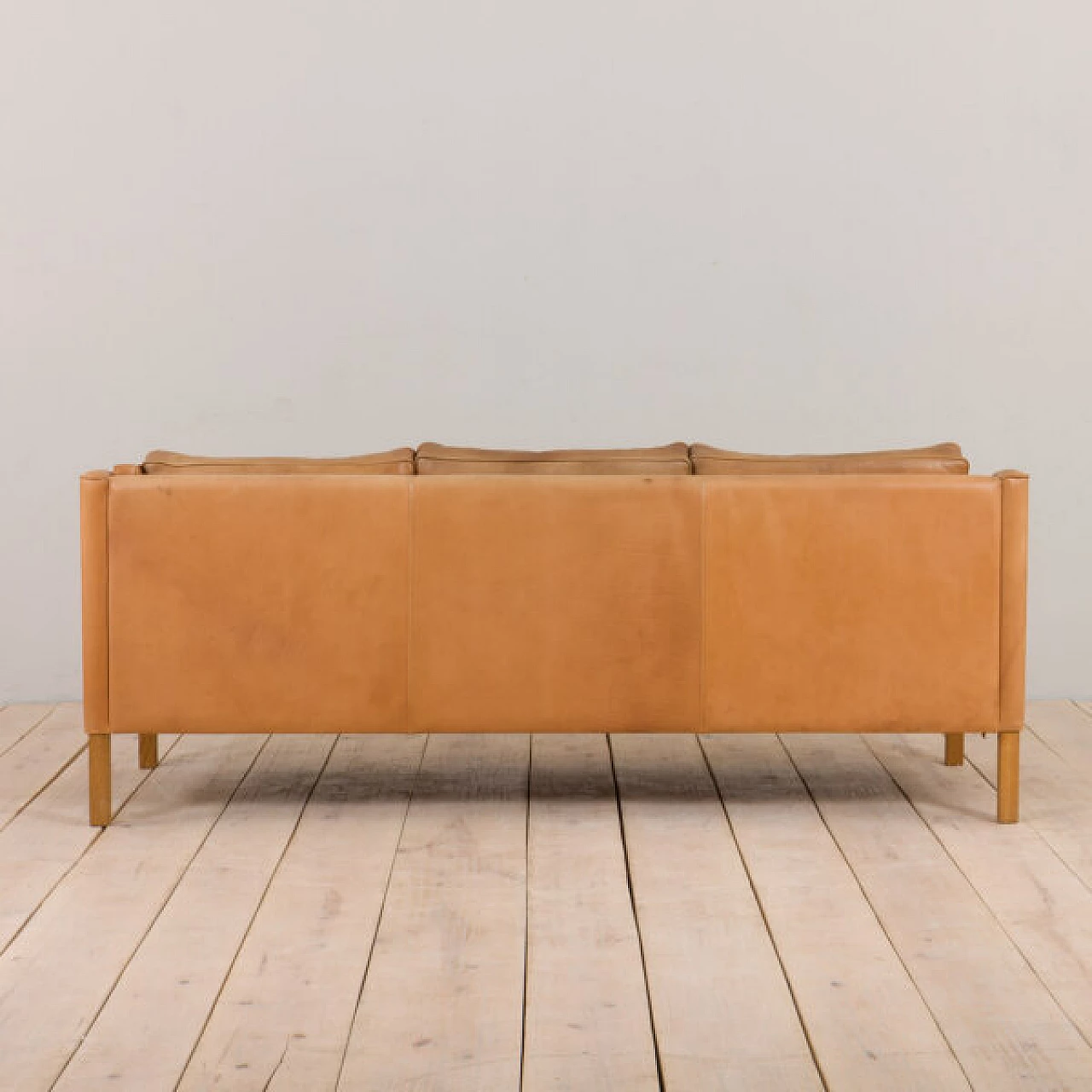 Brown aniline leather three-seater sofa by Mogens Hansen, 1970s 6
