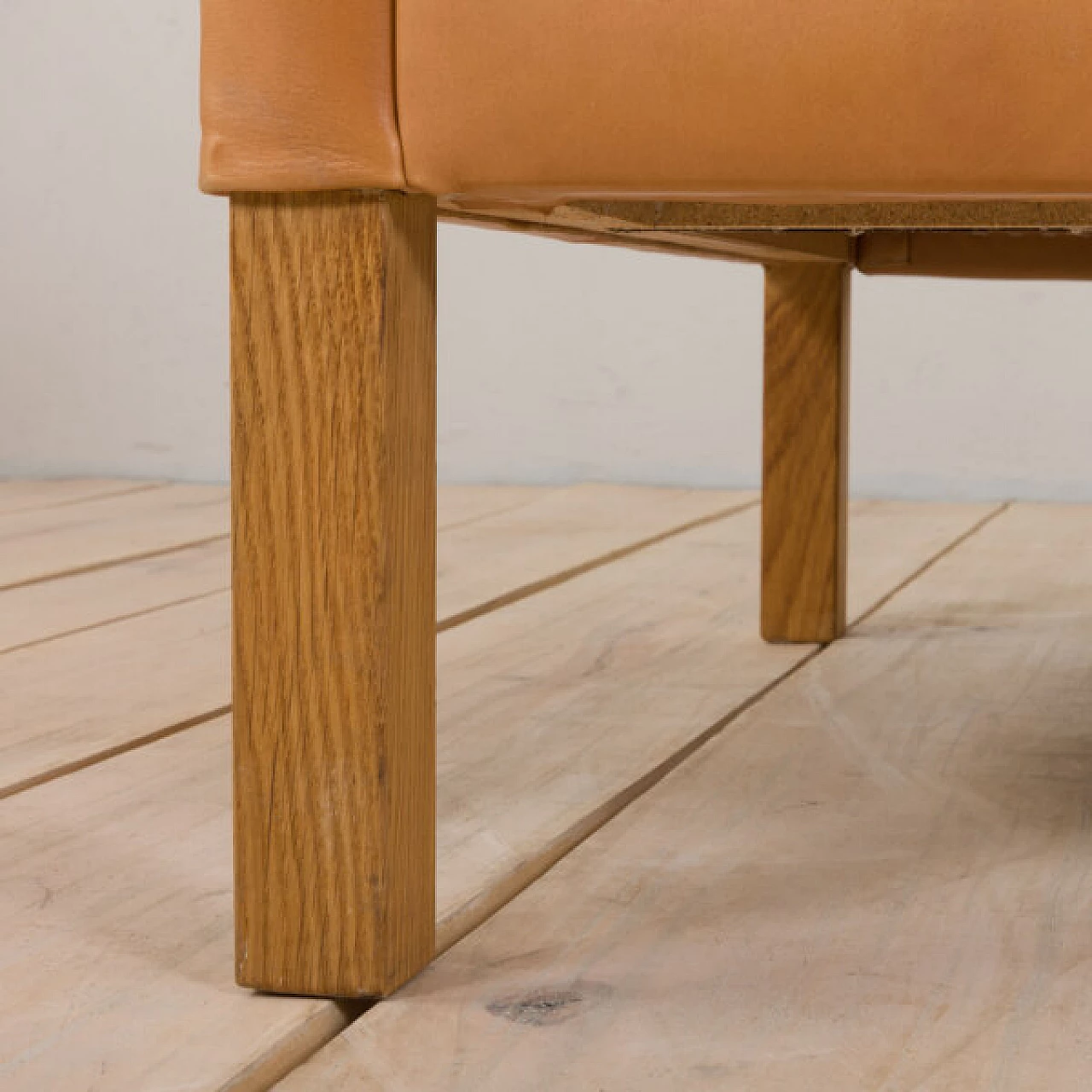 Brown aniline leather three-seater sofa by Mogens Hansen, 1970s 8