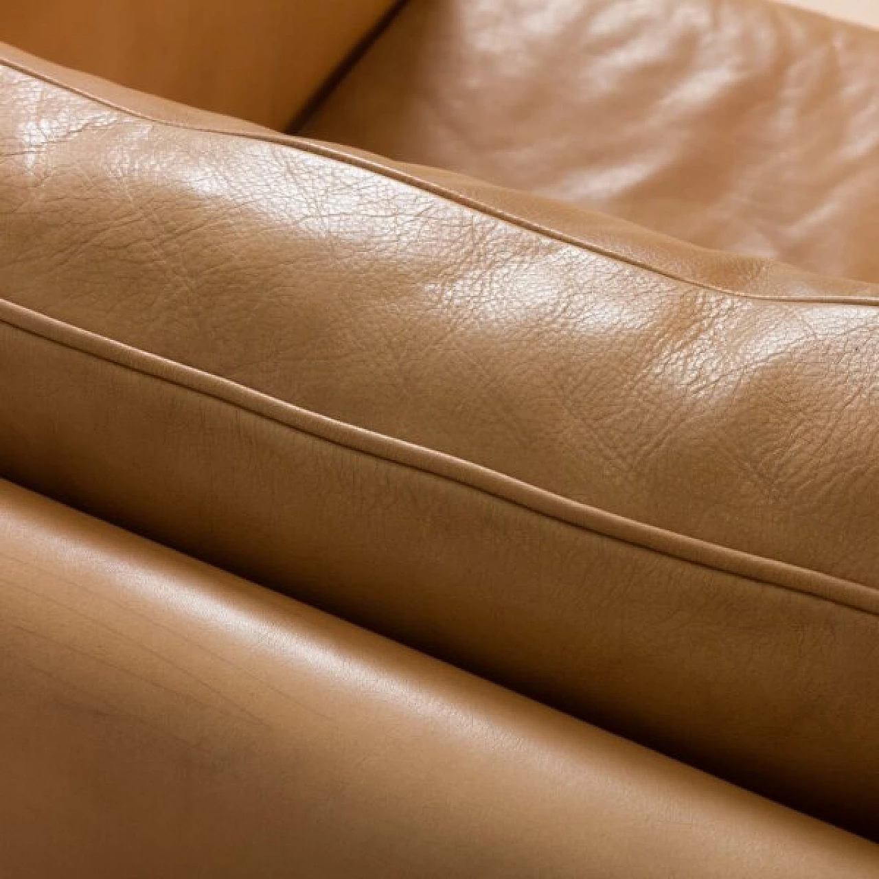 Brown aniline leather three-seater sofa by Mogens Hansen, 1970s 10