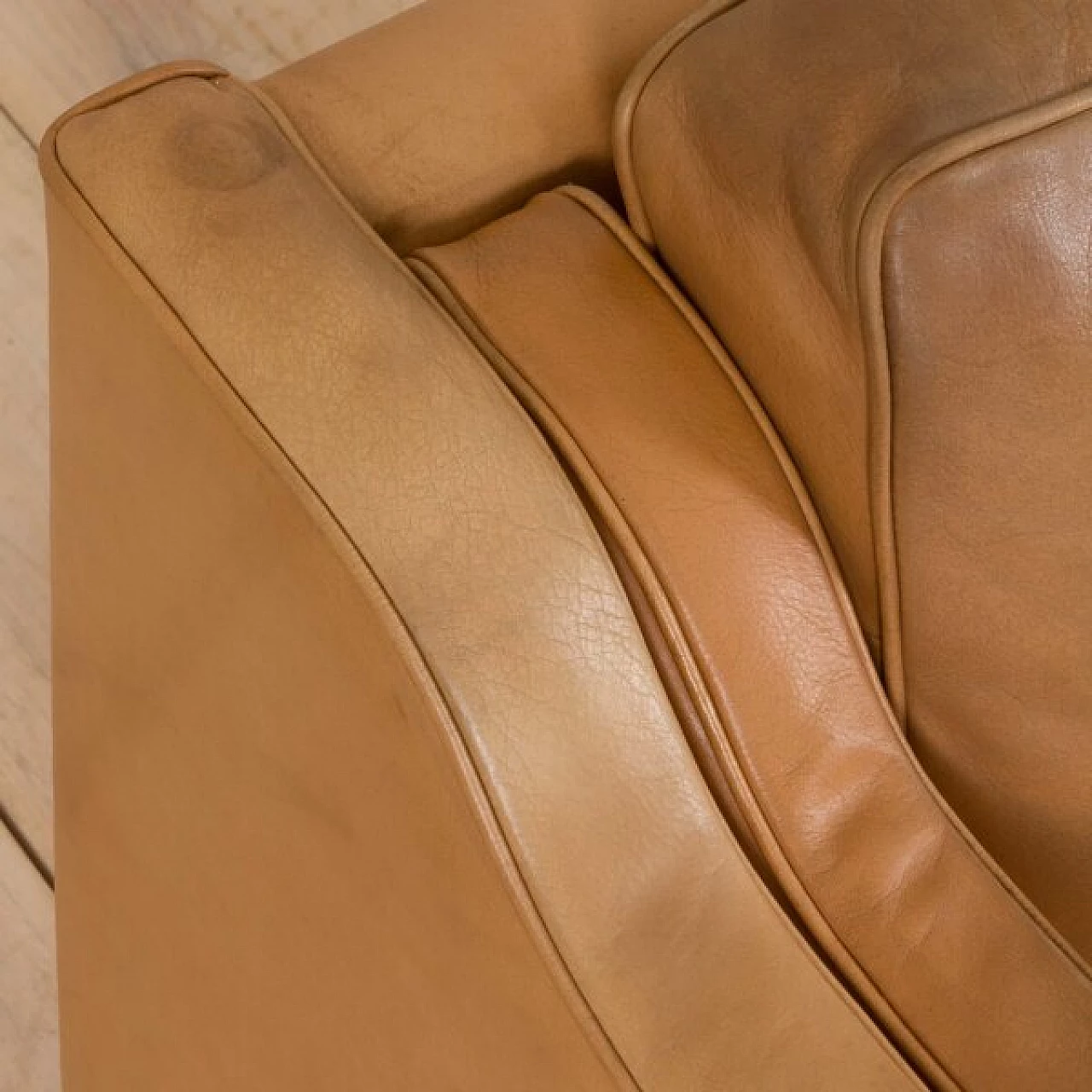 Brown aniline leather three-seater sofa by Mogens Hansen, 1970s 12