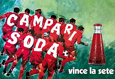 Manifesto pubblicitario Campari Vince la Sete di Pijoan, 1973