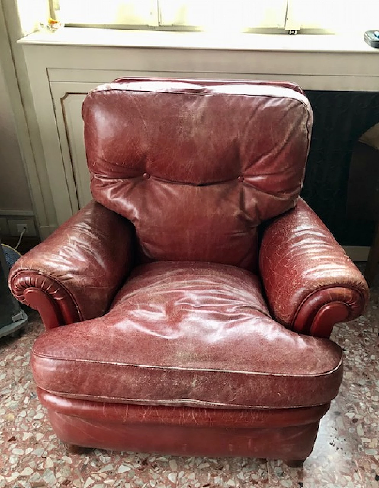 Frau armchair in red leather, 1970s 5