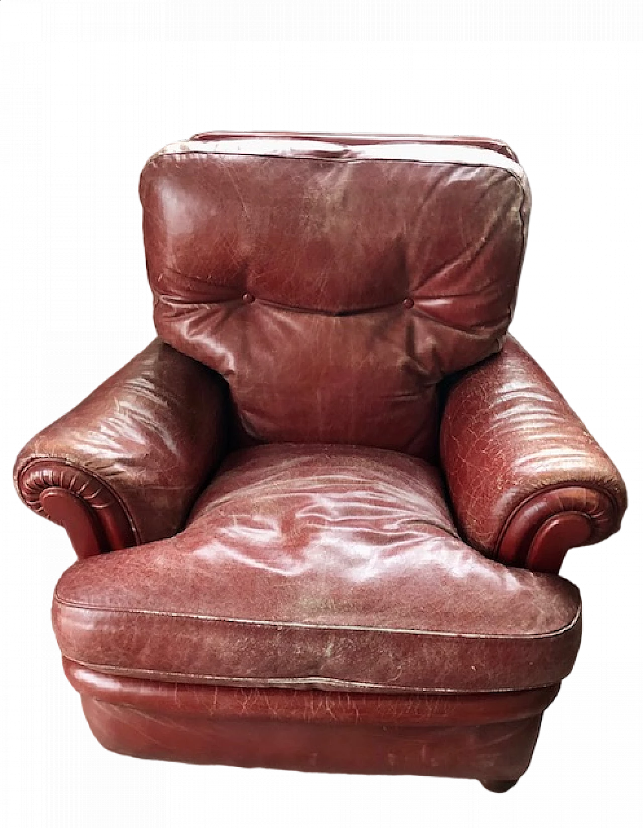 Frau armchair in red leather, 1970s 7