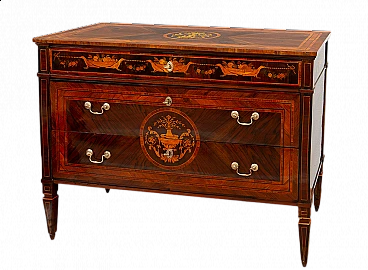 Louis XVI chest of drawers in inlaid exotic precious woods, 18th century