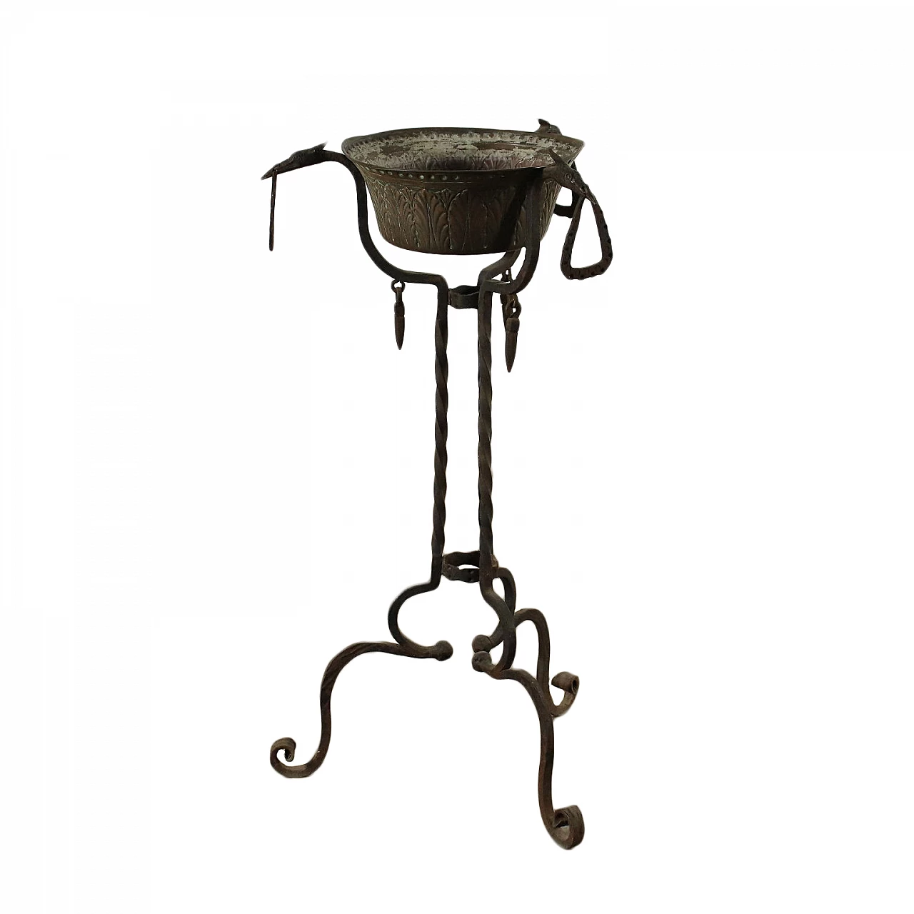Wrought iron vase holder with decorations, 1930s 1