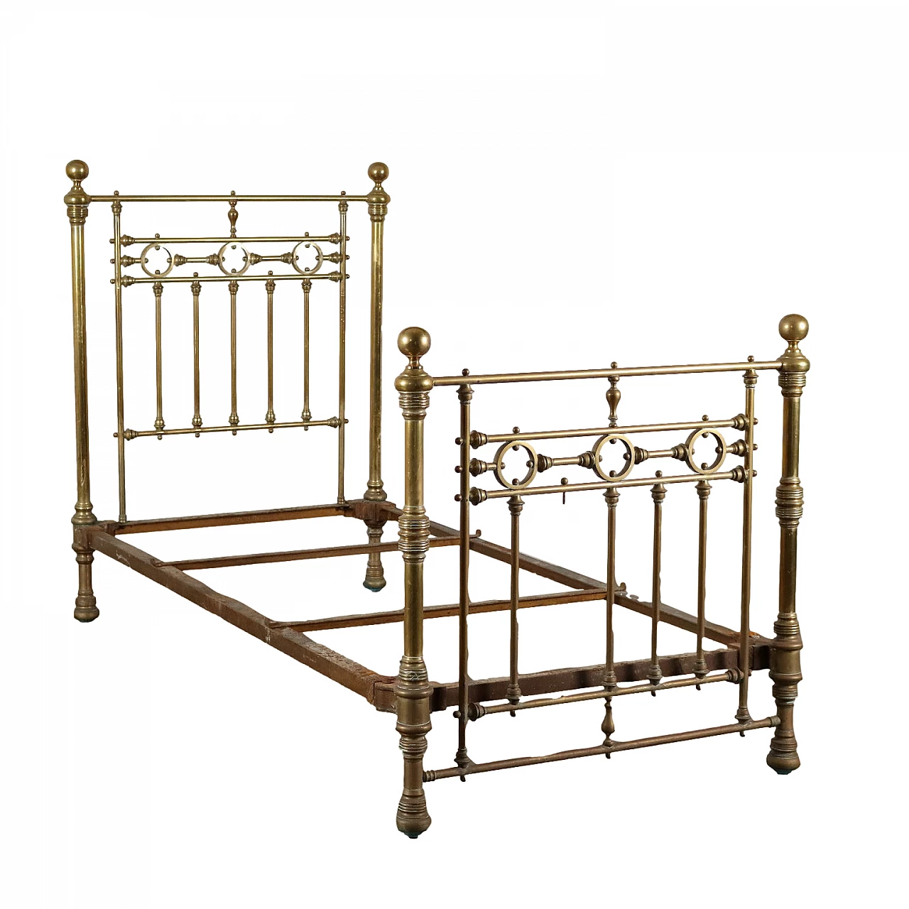 Letto singolo in ottone, fine '800 1