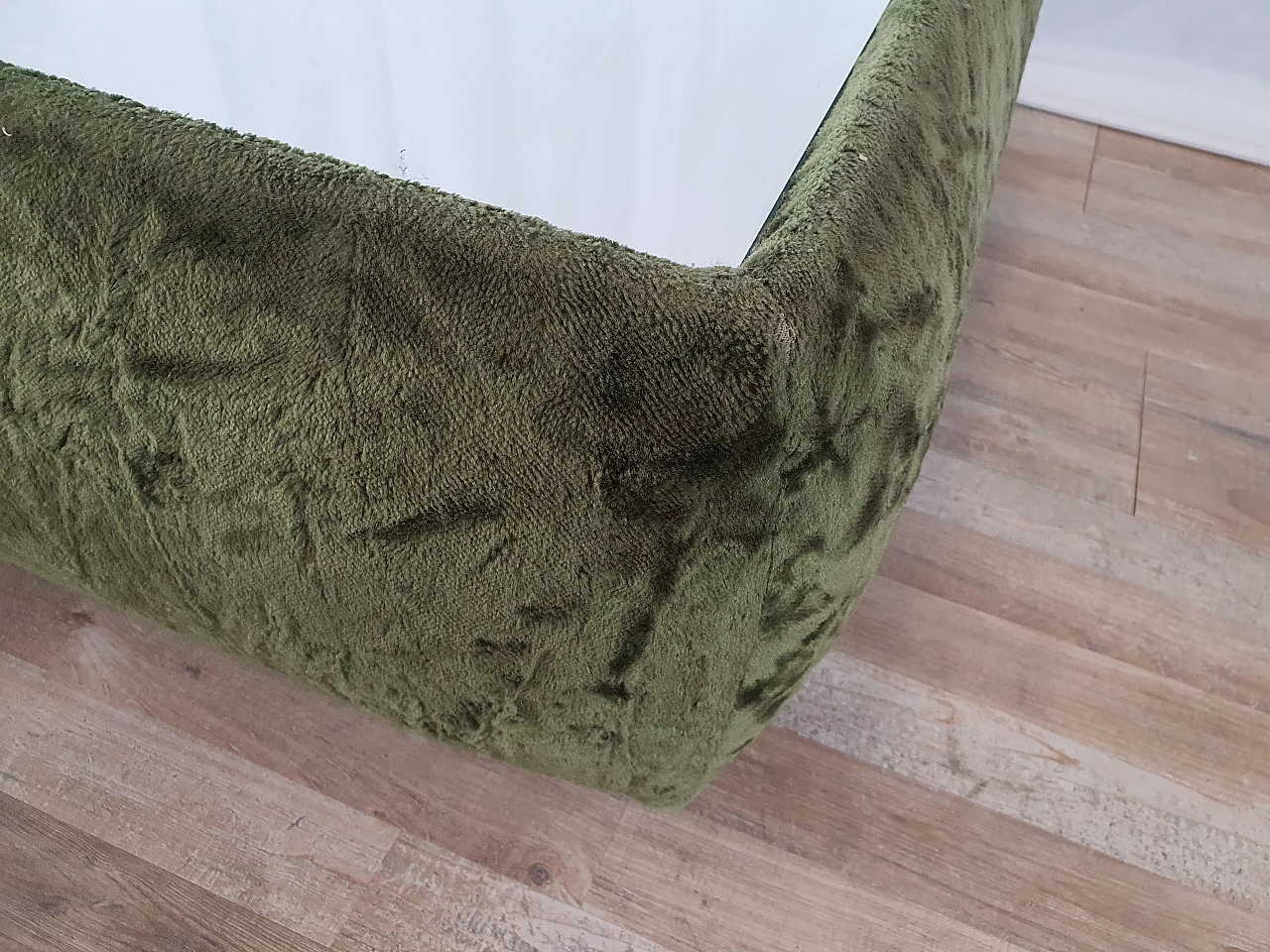 Green chenille coffee table with mirror top, 1970s 9