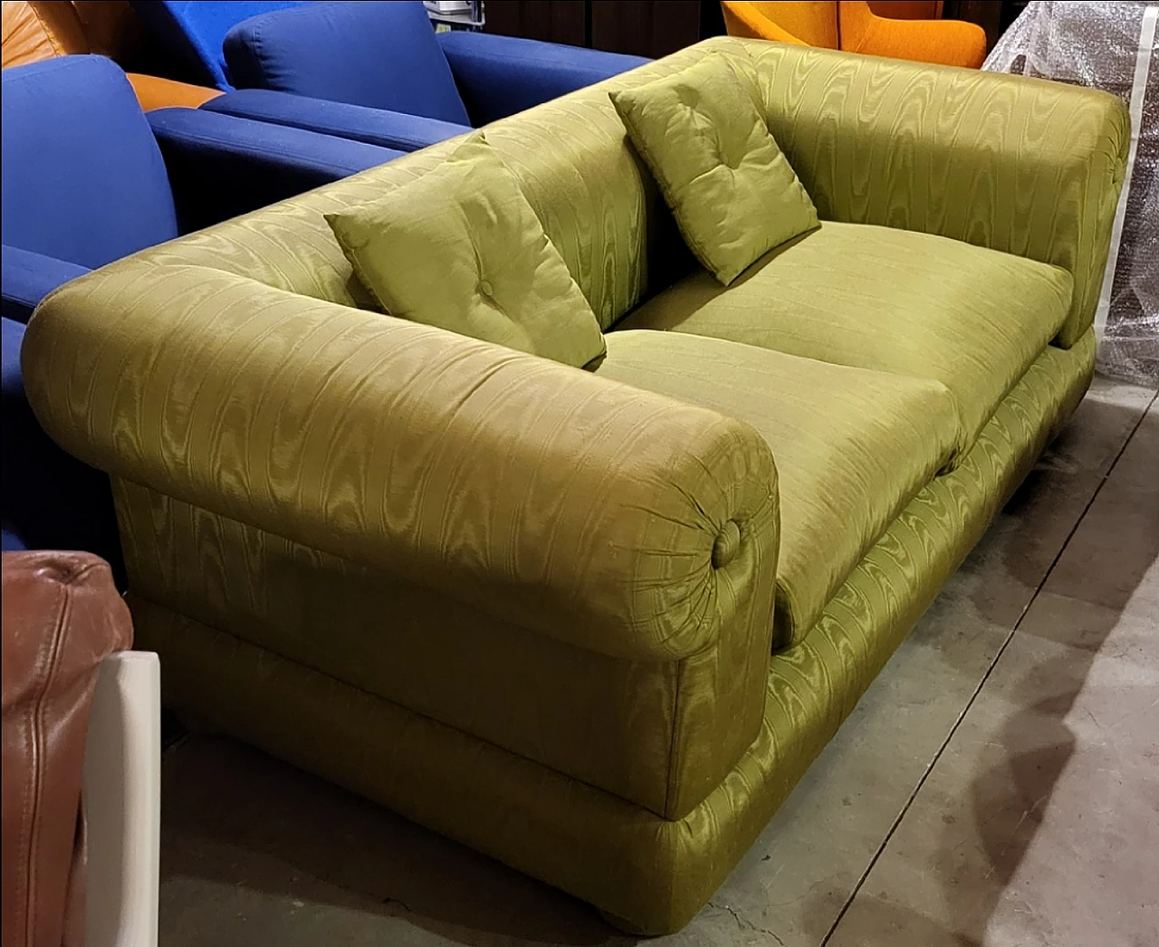Green fabric sofa by Tommaso Barbi, 1970s 4