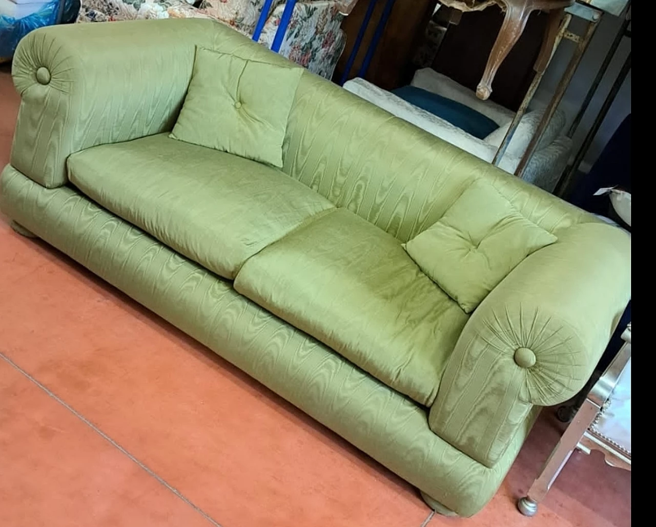 Green fabric sofa by Tommaso Barbi, 1970s 7