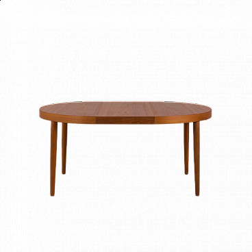 Circular teak dining table by Kai Kristiansen, 1960s