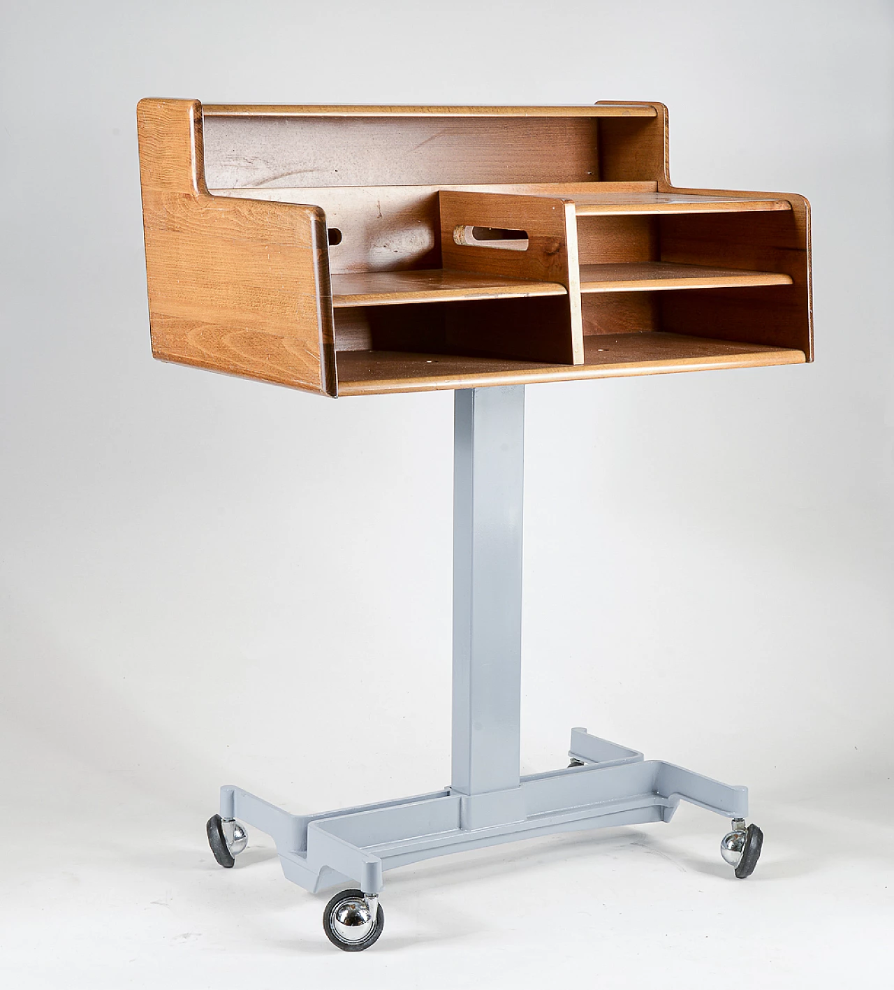 Wood and metal study cabinet with casters, 1960s 4
