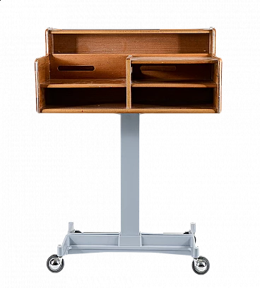 Mobile da studio con rotelle in legno e metallo di Fimsa, anni '60