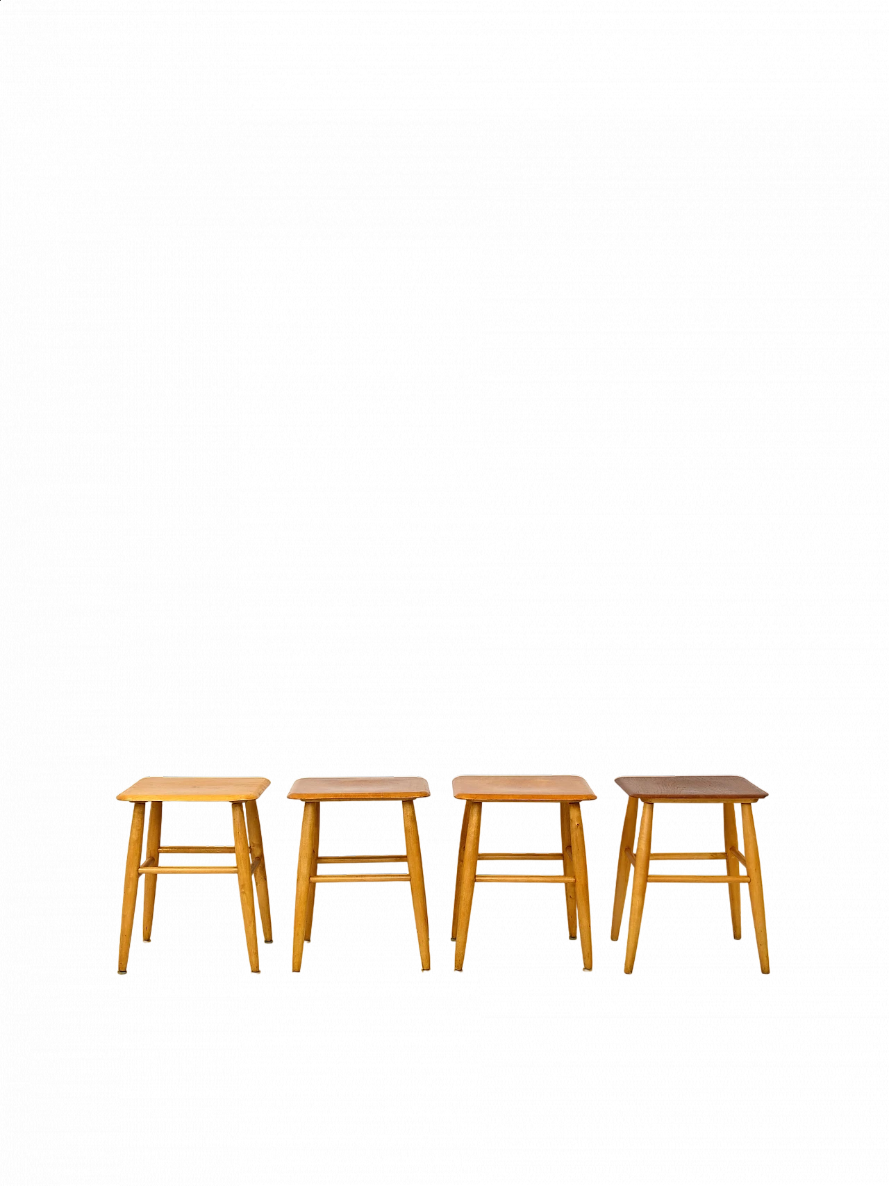 4 Scandinavian wooden stools by Edsby Verken, 1960s 8