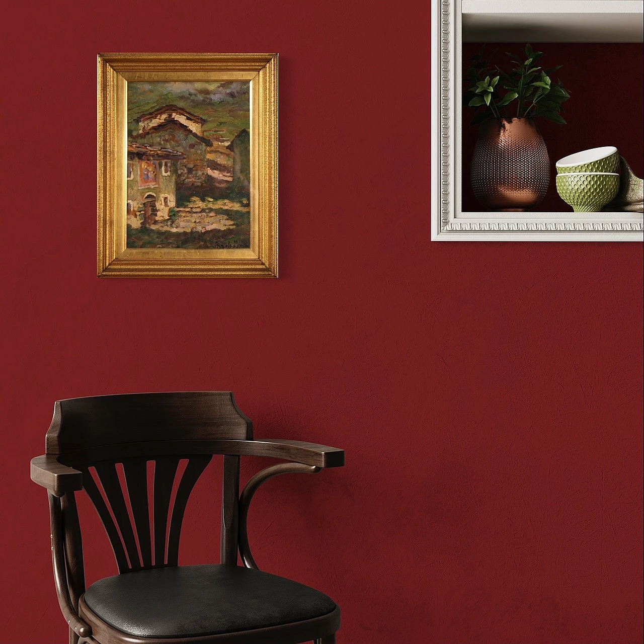 Angiola Meucci, country houses, oil painting on cardboard 2