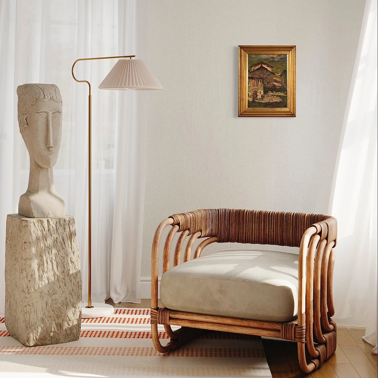 Angiola Meucci, country houses, oil painting on cardboard 3