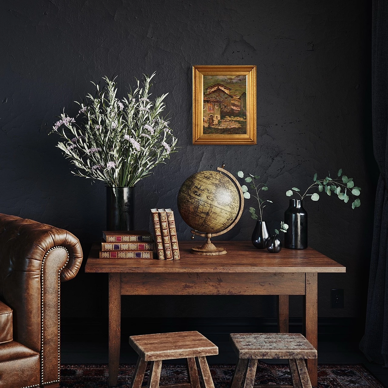 Angiola Meucci, country houses, oil painting on cardboard 4