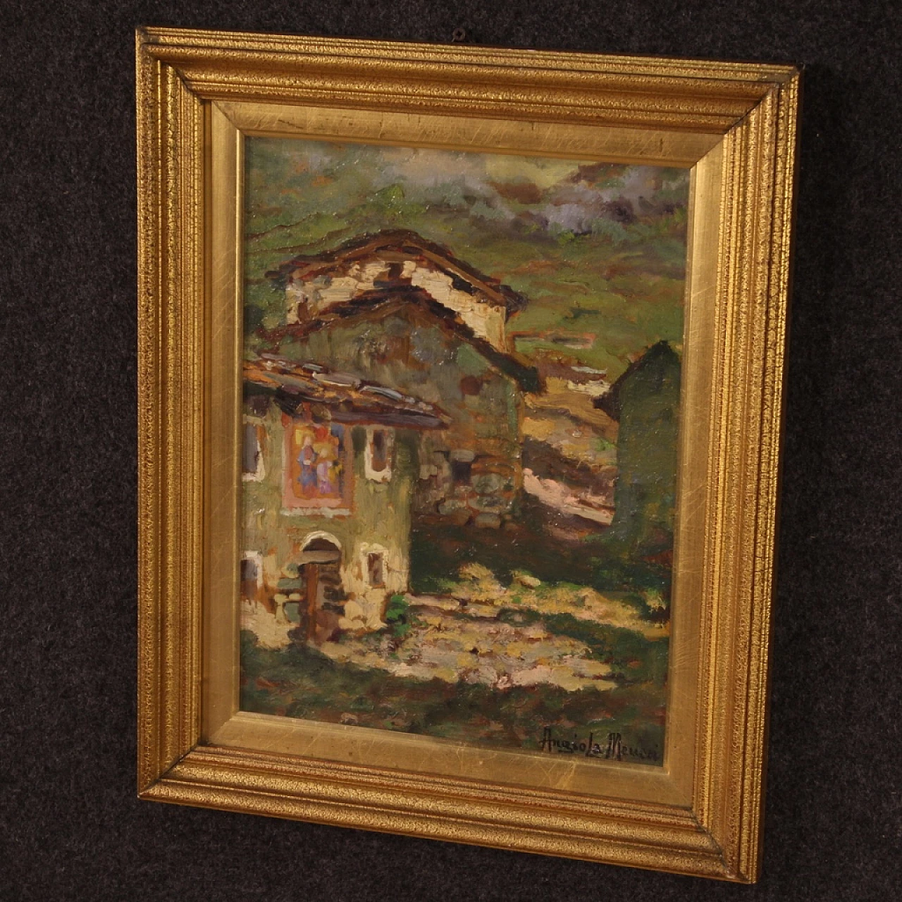 Angiola Meucci, country houses, oil painting on cardboard 8