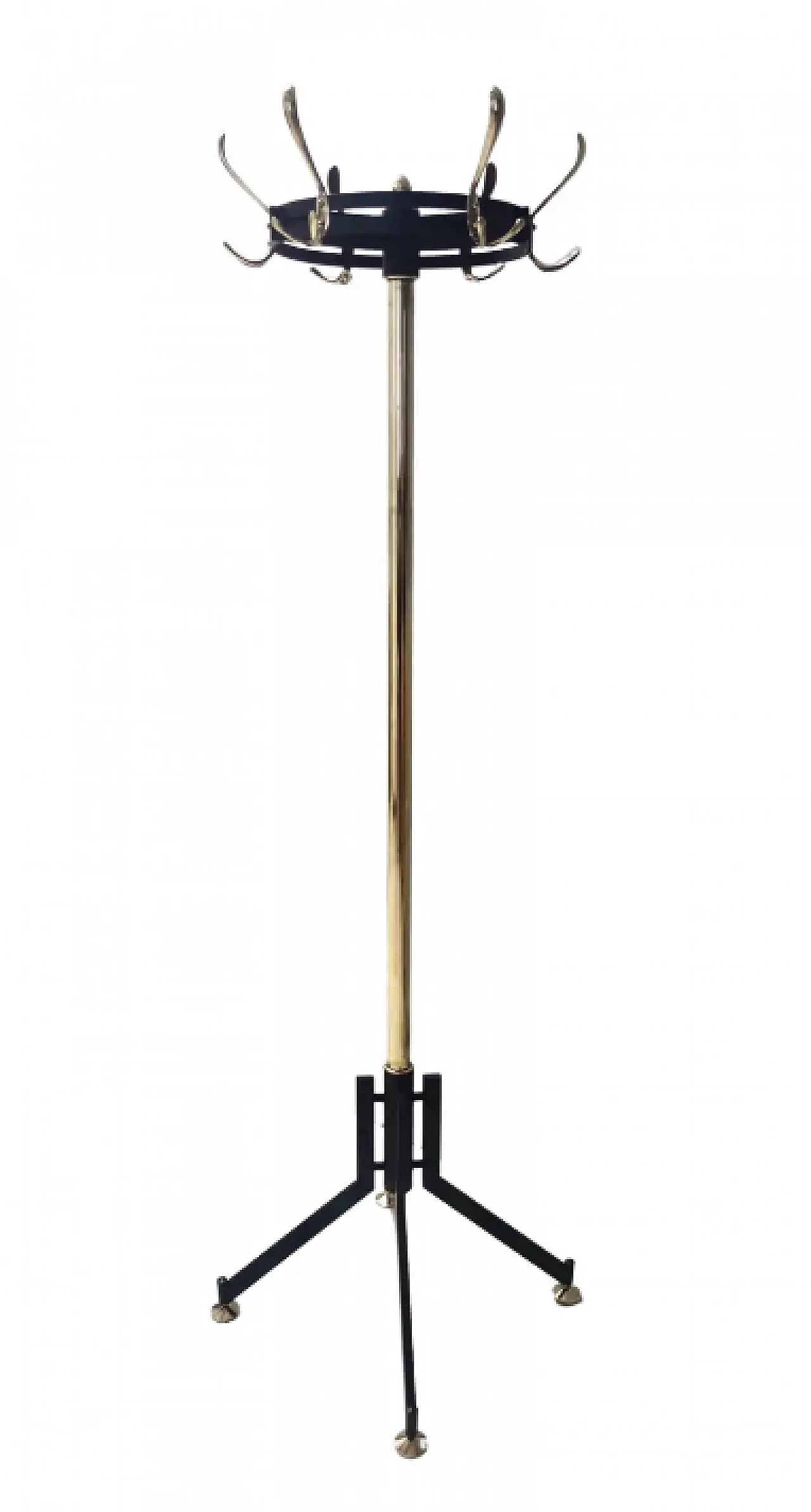 Brass and painted iron swivel coat rack, 1950s 1