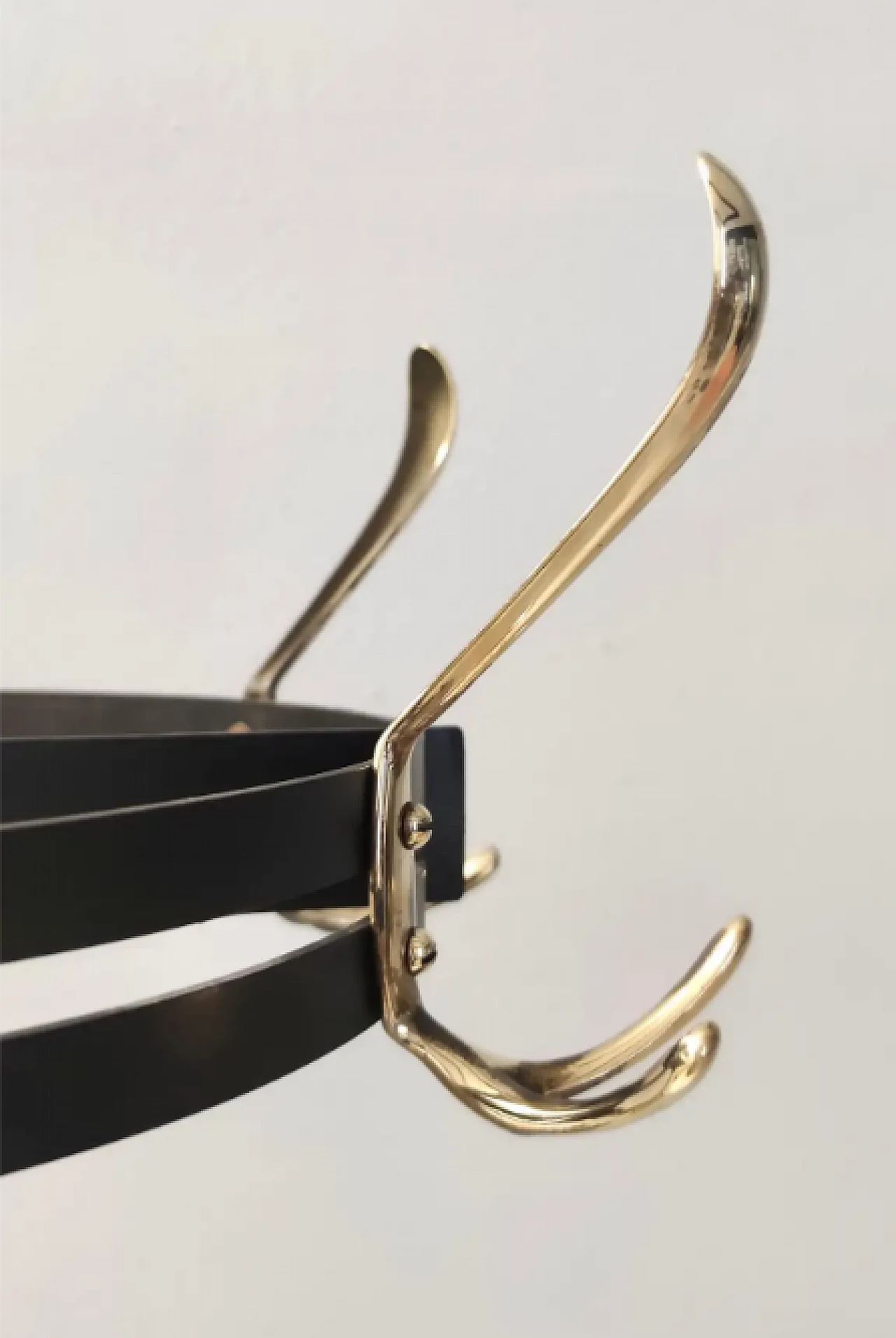 Brass and painted iron swivel coat rack, 1950s 5