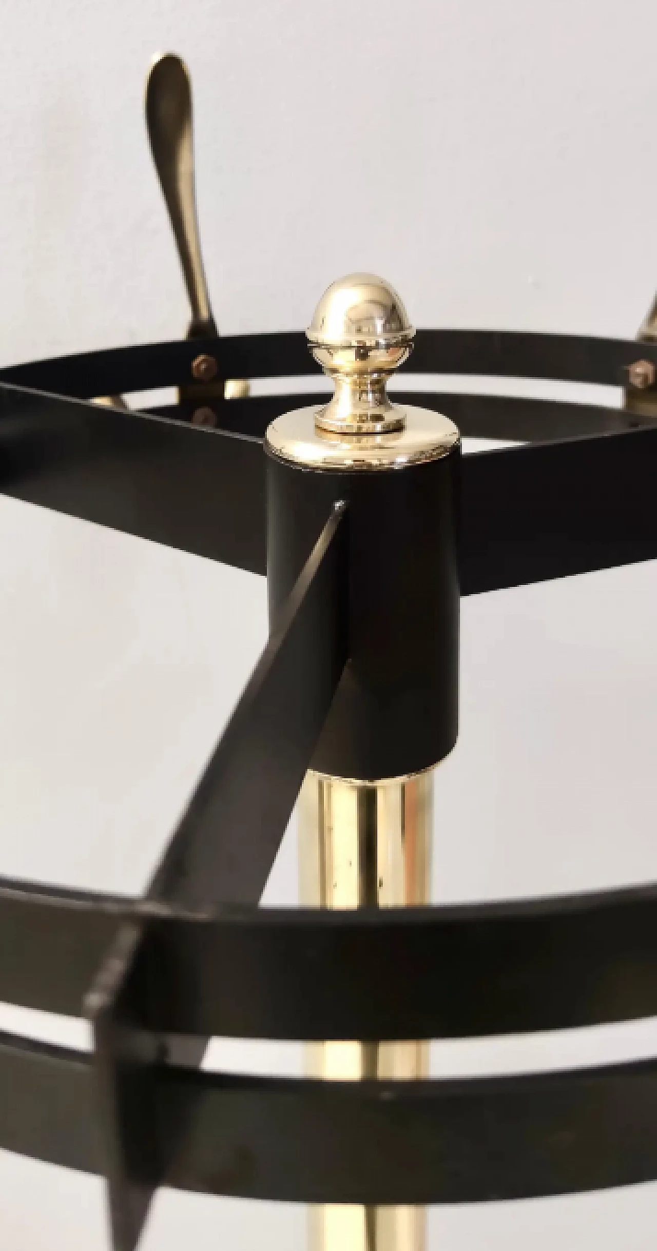 Brass and painted iron swivel coat rack, 1950s 6