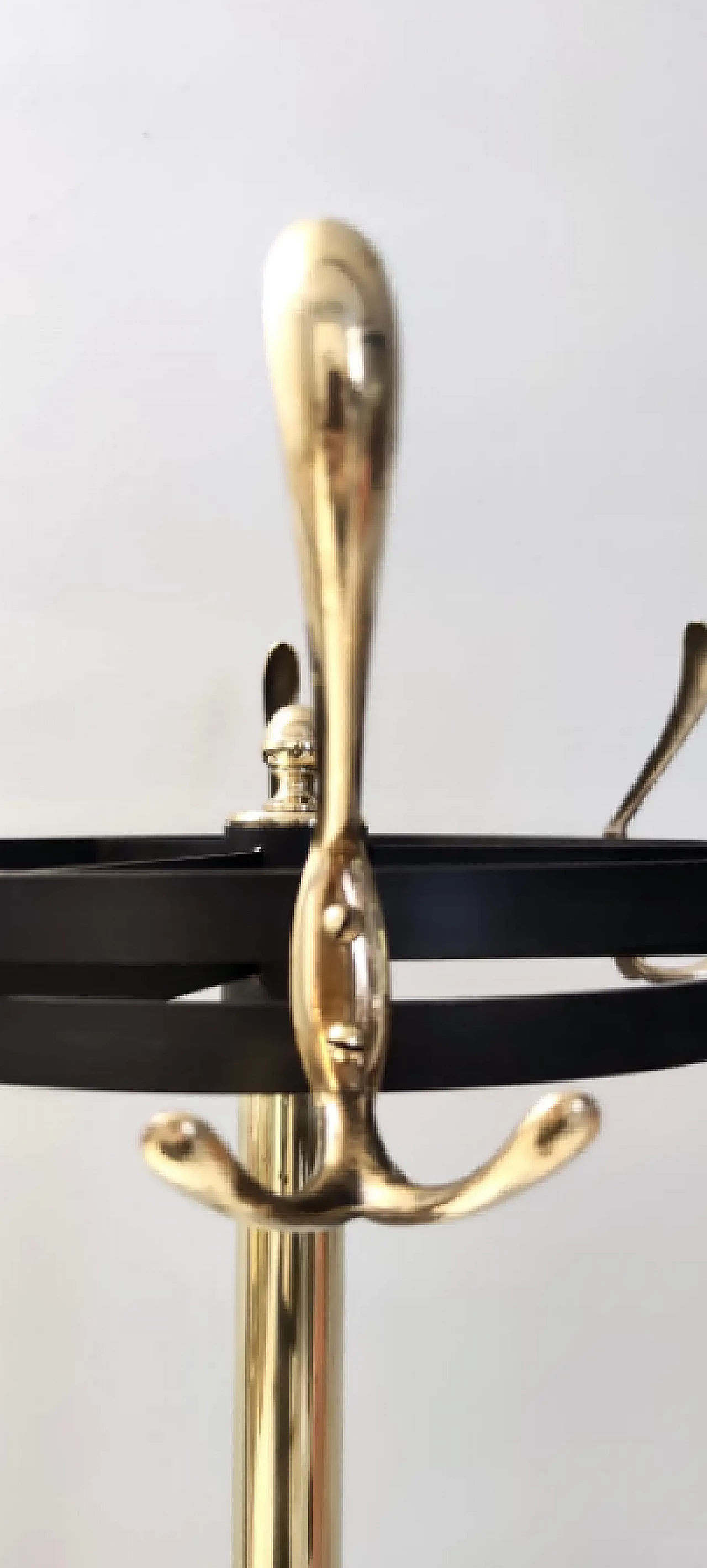 Brass and painted iron swivel coat rack, 1950s 7