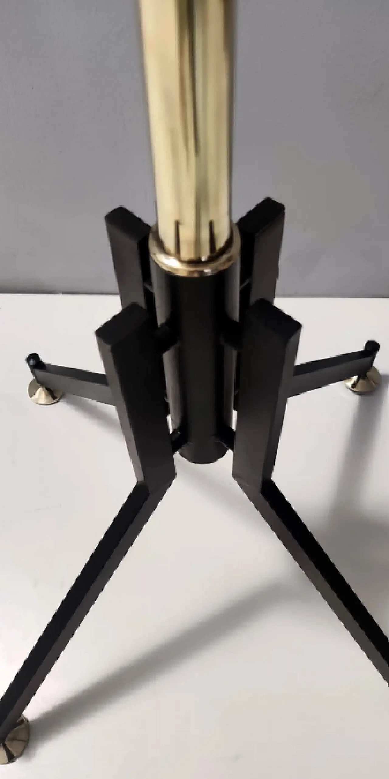 Brass and painted iron swivel coat rack, 1950s 10