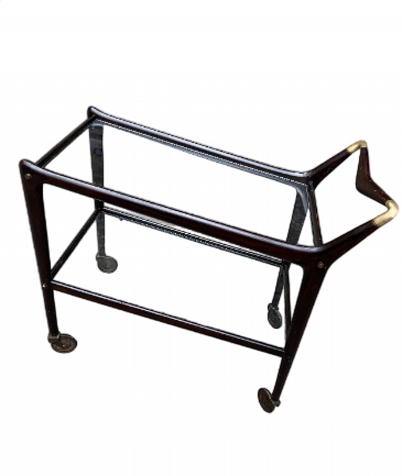Wood and glass bar cart by Ico Parisi, 1960s 5