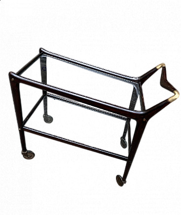 Wood and glass bar cart by Ico Parisi, 1960s