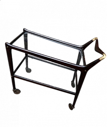 Wood and glass bar cart by Ico Parisi, 1960s