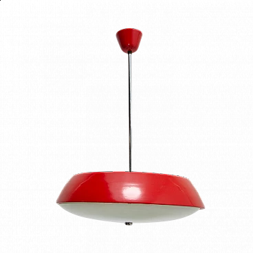 Red Ufo chandelier by Josef Hurka for Napako, 1960s