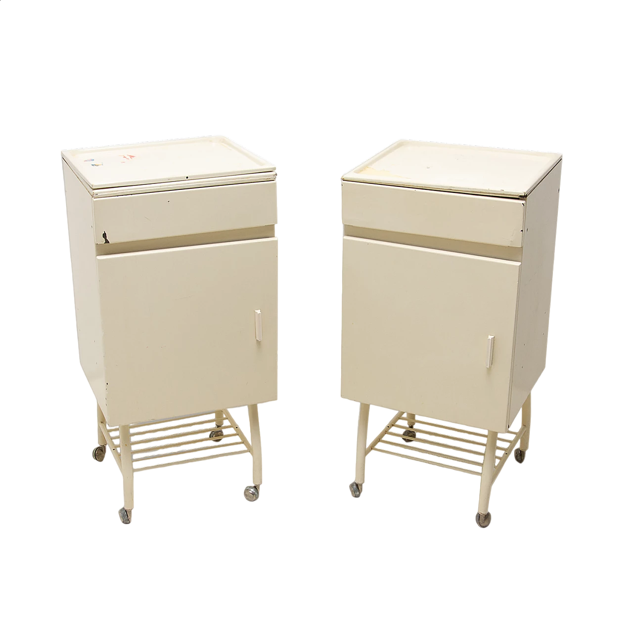 Pair of industrial tin bedside tables, 1970s 17