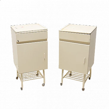 Pair of industrial tin bedside tables, 1970s