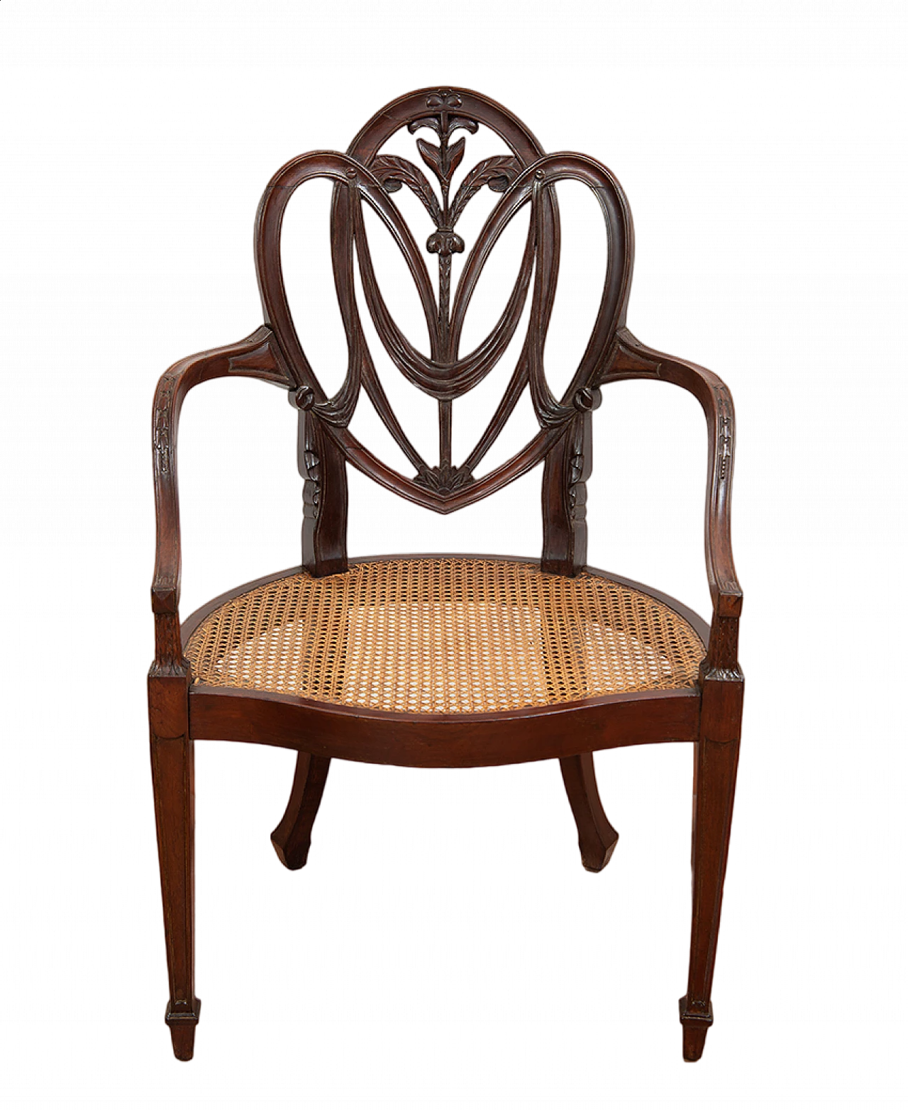 Solid mahogany armchair with Vienna straw seat, late 19th century 6