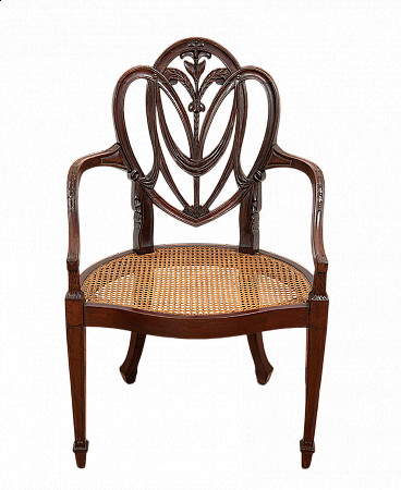 Solid mahogany armchair with Vienna straw seat, late 19th century