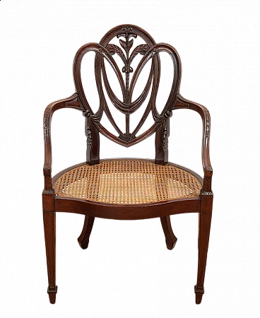 Solid mahogany armchair with Vienna straw seat, late 19th century