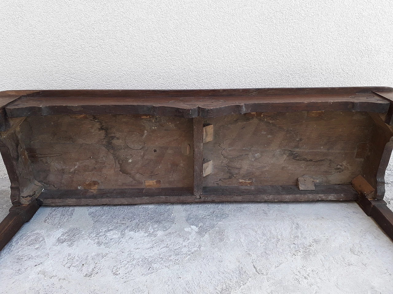 Empire oak bench with carvings, 19th century 2