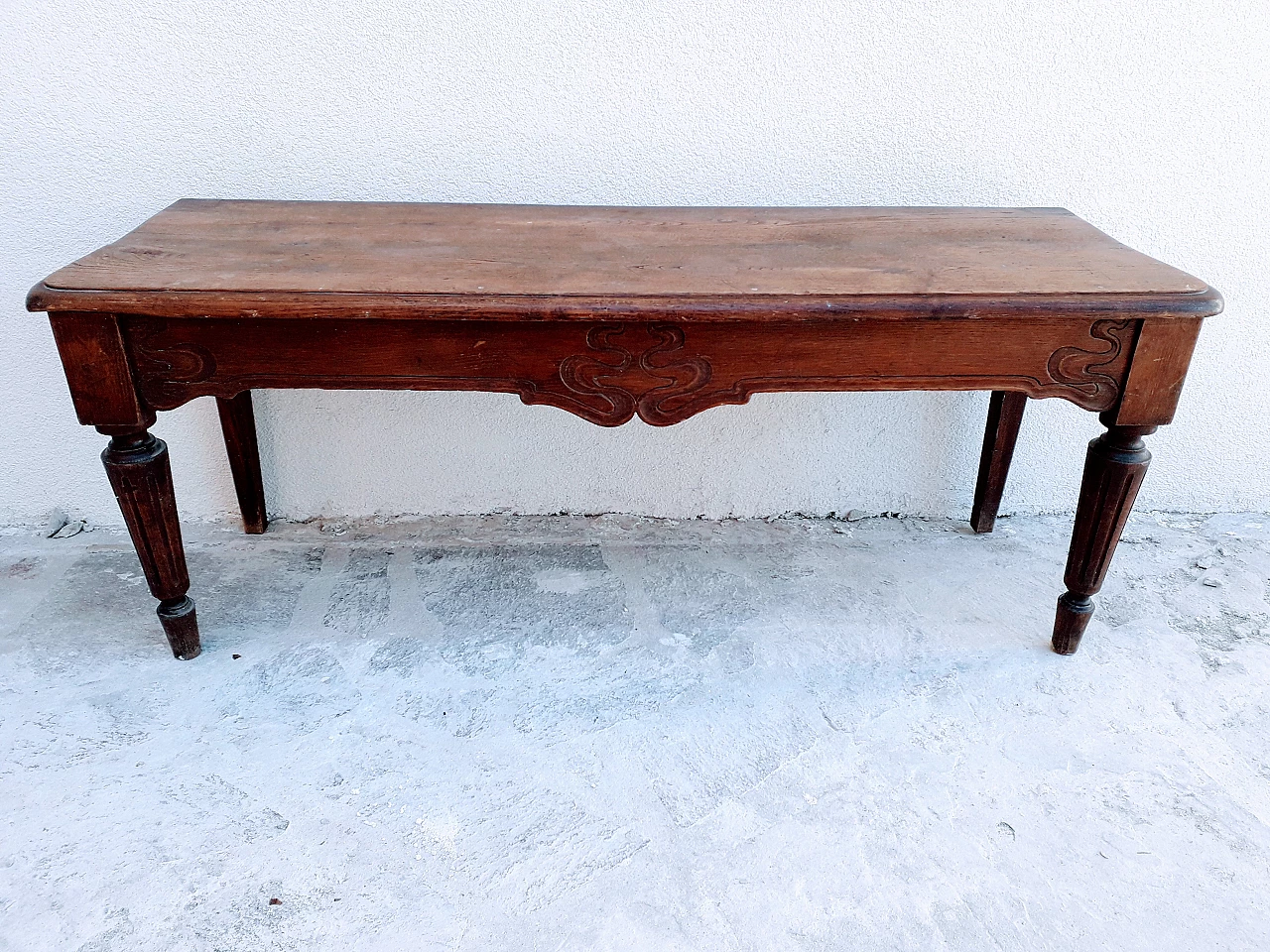 Empire oak bench with carvings, 19th century 5