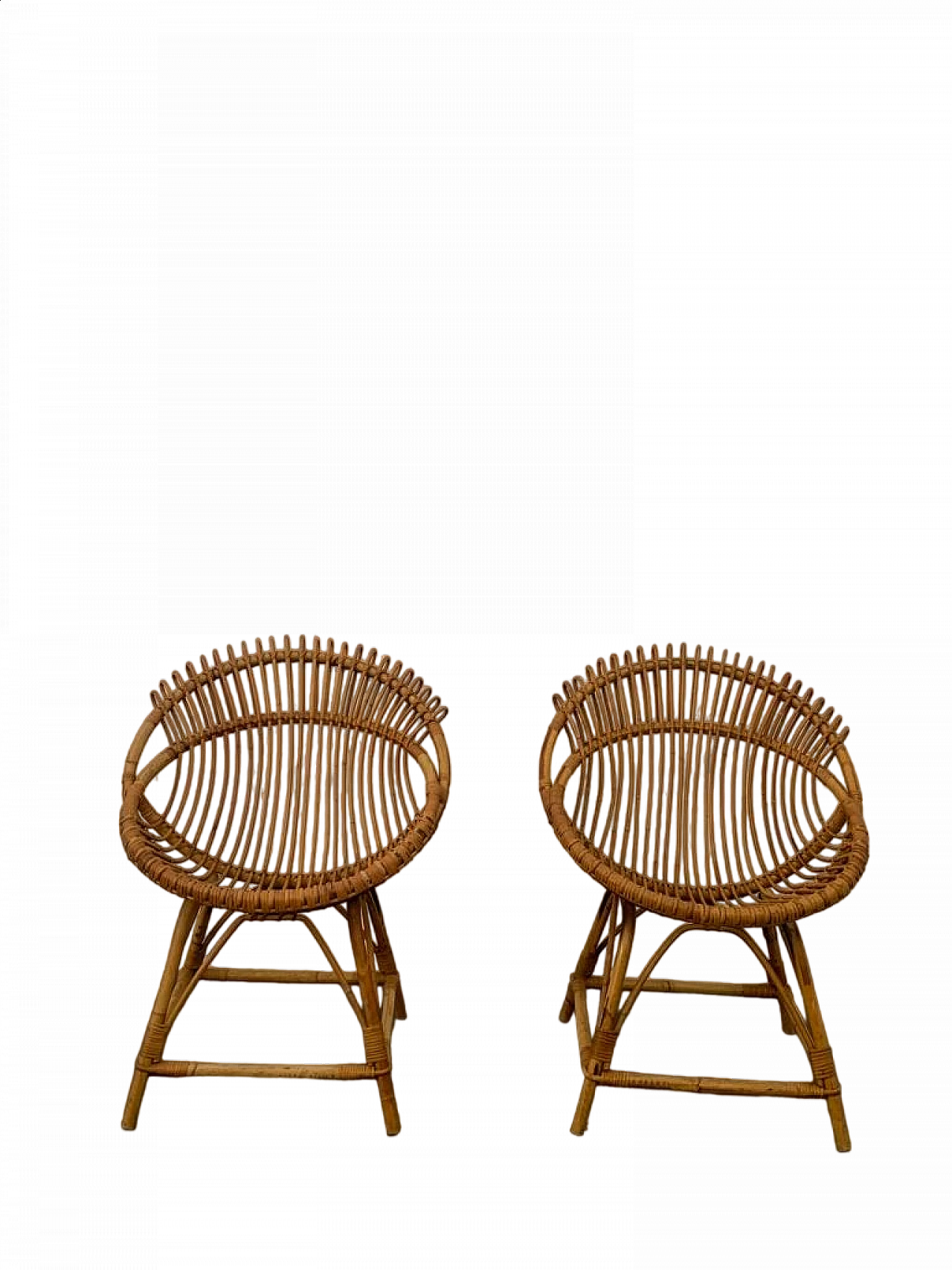 Pair of bamboo armchairs attributed to Franco Albini for Bonacina, 1950s 9