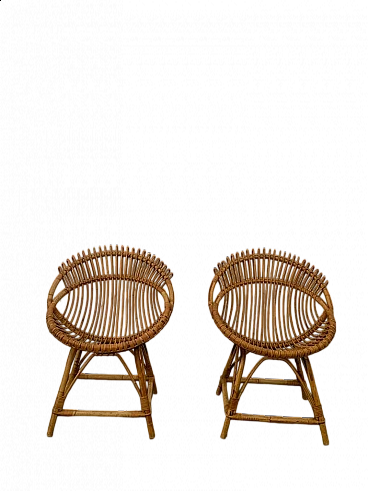 Pair of bamboo armchairs attributed to Franco Albini for Bonacina, 1950s