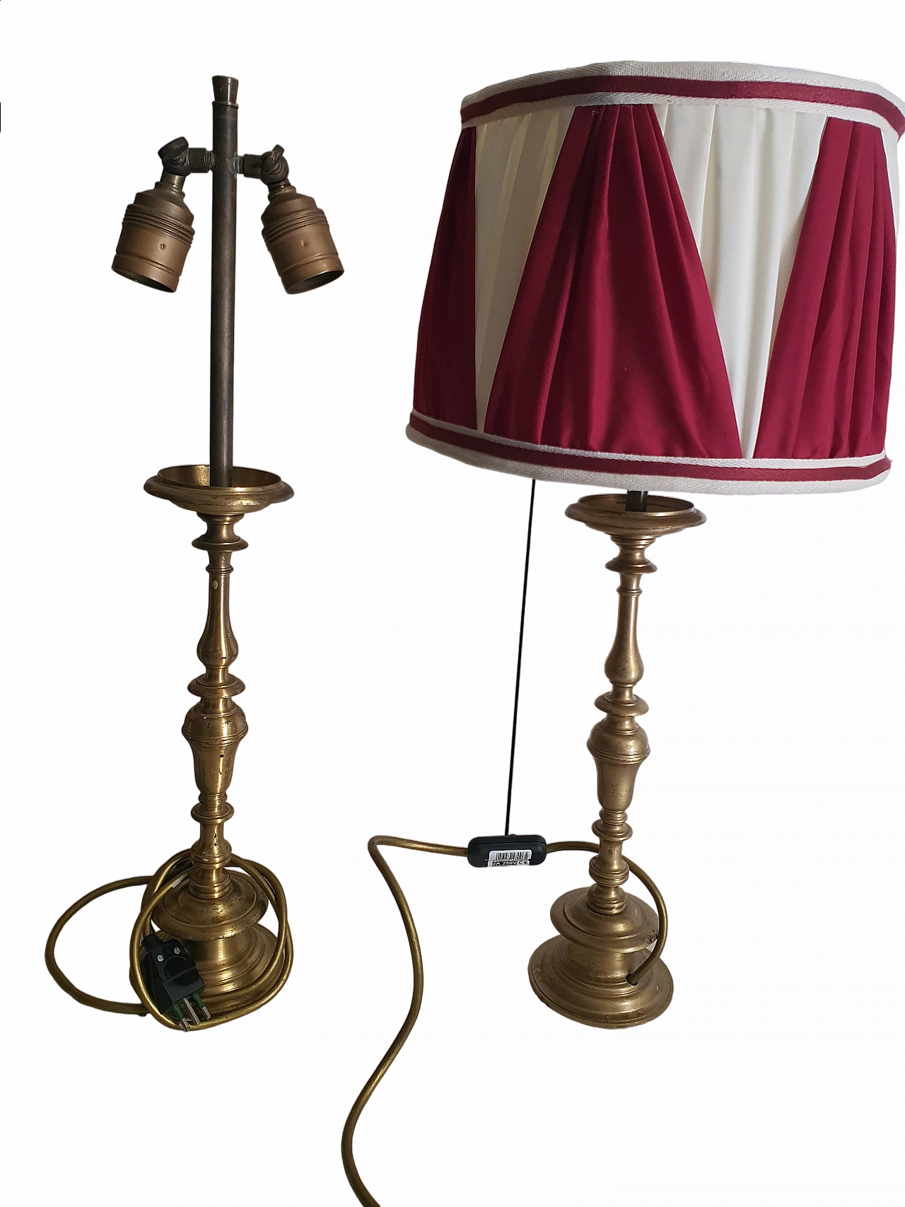 Pair of brass candelabra table lamps 6