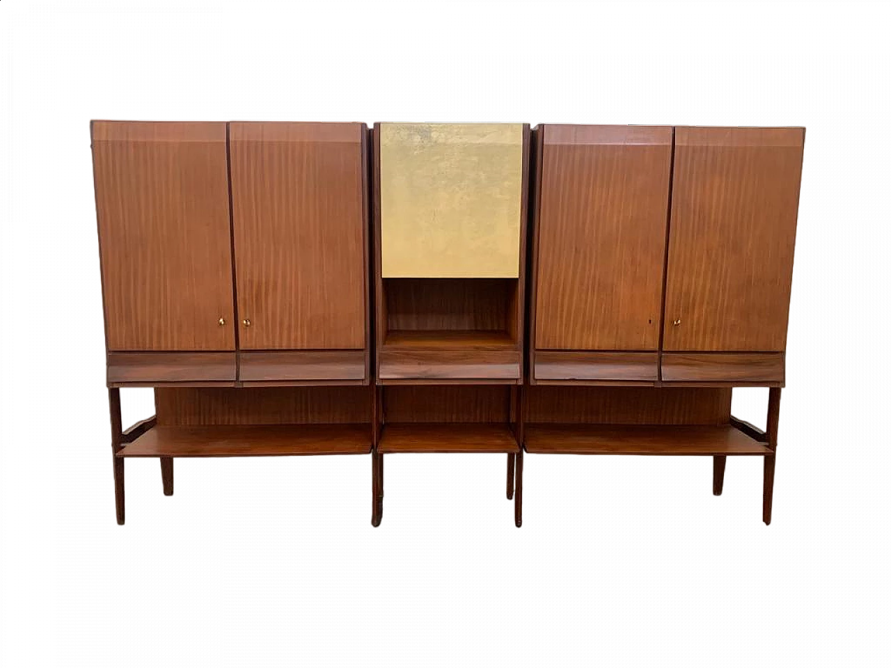 Credenza a tre ante in teak e pergamena nello stile di Silvio Cavatorta, anni '60 16