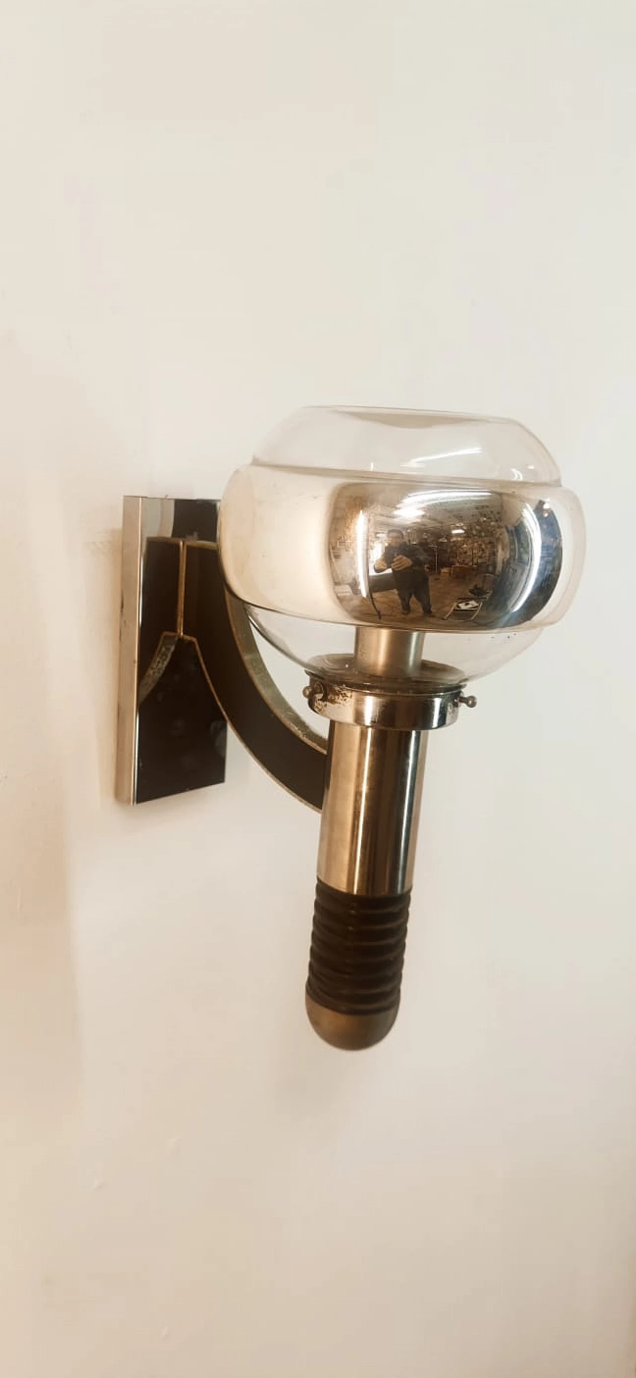 Applique in metallo e vetro di Gaetano Sciolari, anni '70 3