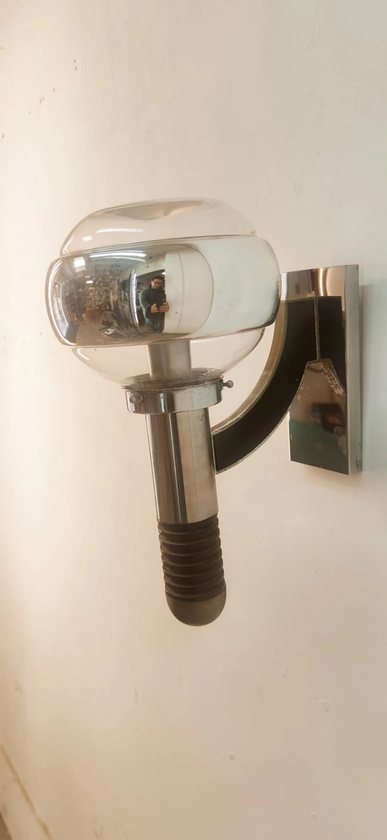 Applique in metallo e vetro di Gaetano Sciolari, anni '70 6