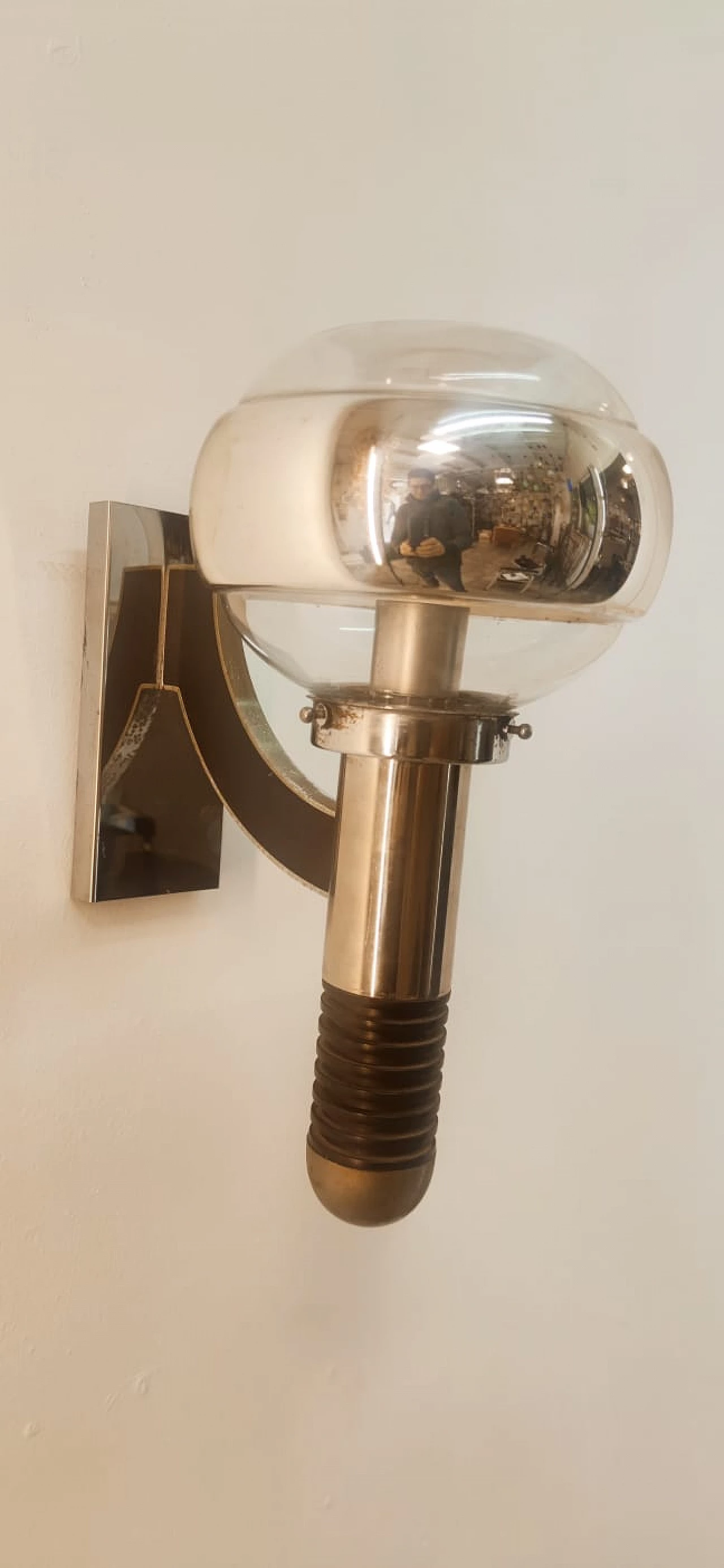 Applique in metallo e vetro di Gaetano Sciolari, anni '70 9