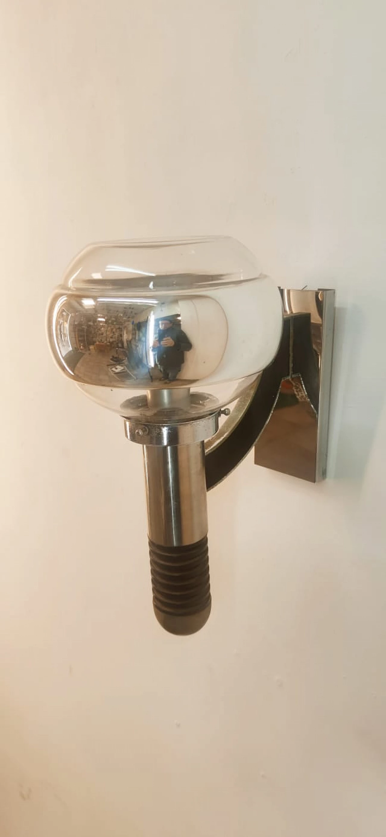 Applique in metallo e vetro di Gaetano Sciolari, anni '70 10