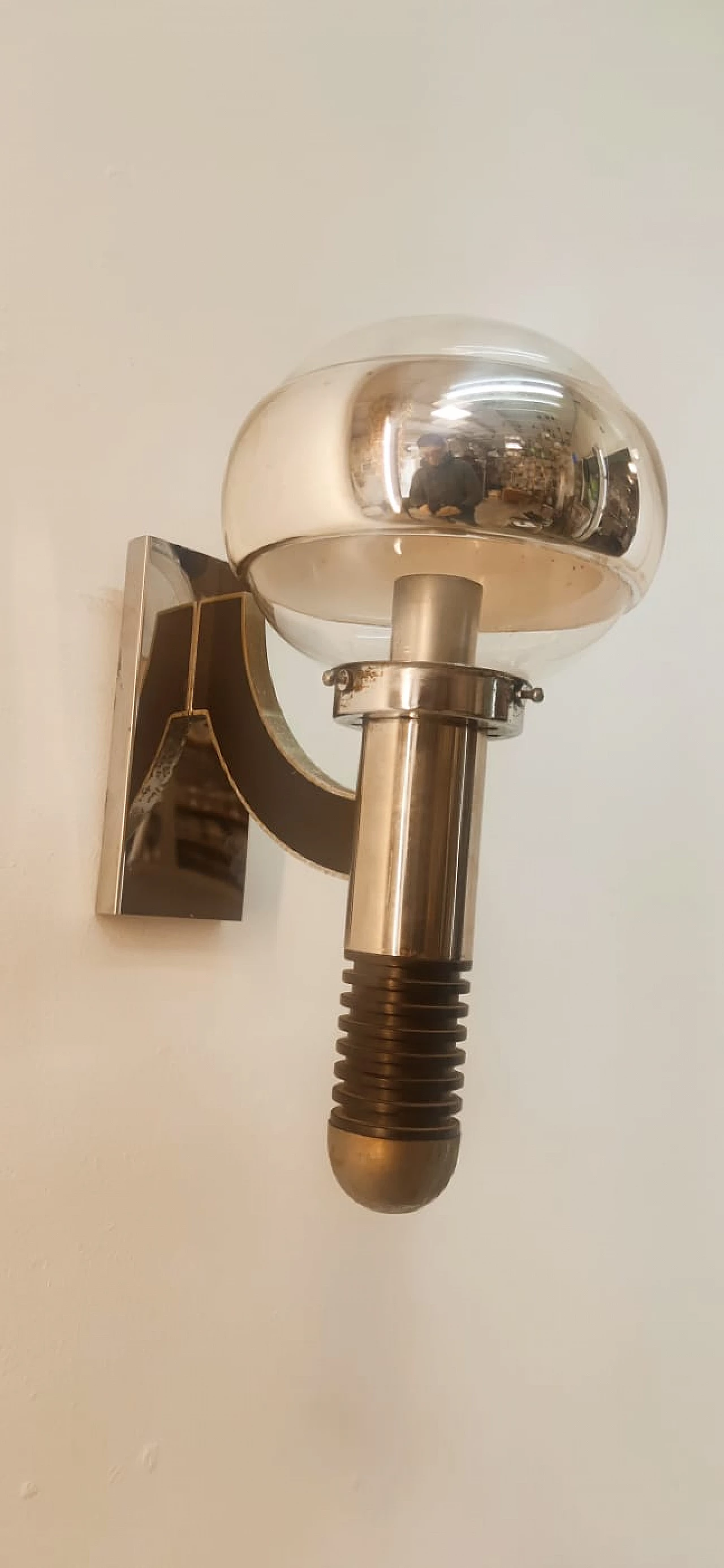 Applique in metallo e vetro di Gaetano Sciolari, anni '70 14