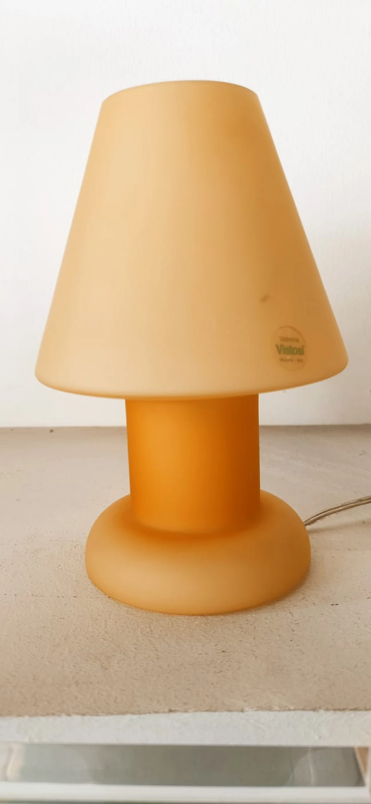 Lampada da tavolo in vetro arancione di Vistosi, anni '80 1