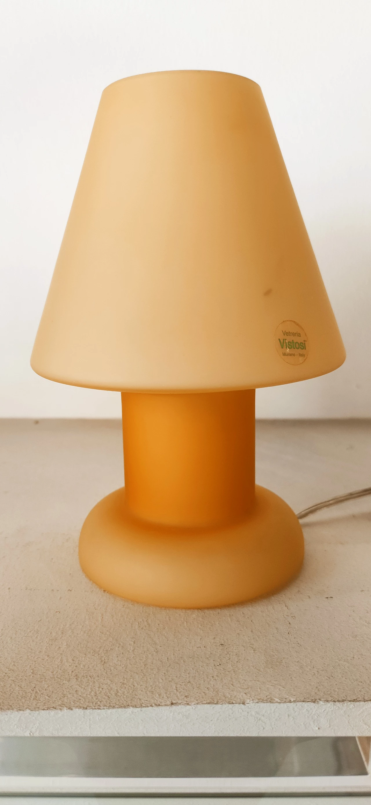 Lampada da tavolo in vetro arancione di Vistosi, anni '80 4